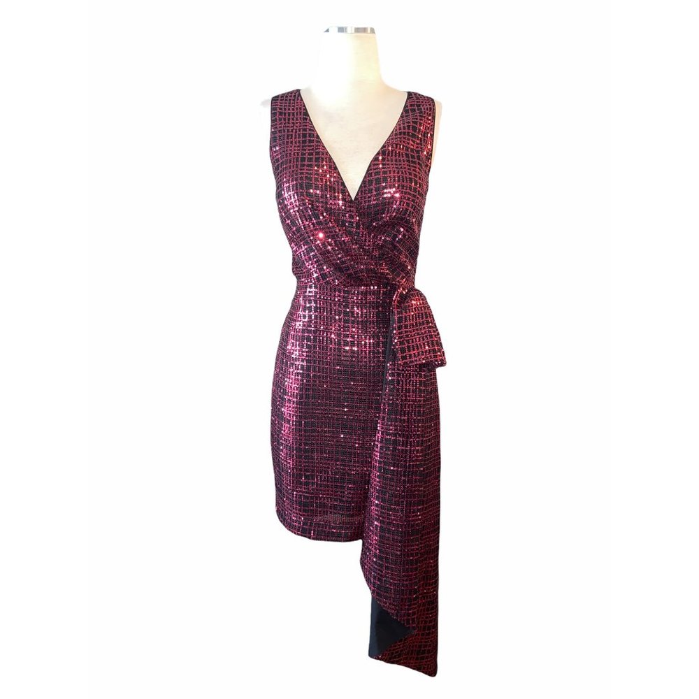 One33 Social Sequin Side Bow Dress in Fuchsia 0 8 - Picture 5 of 12